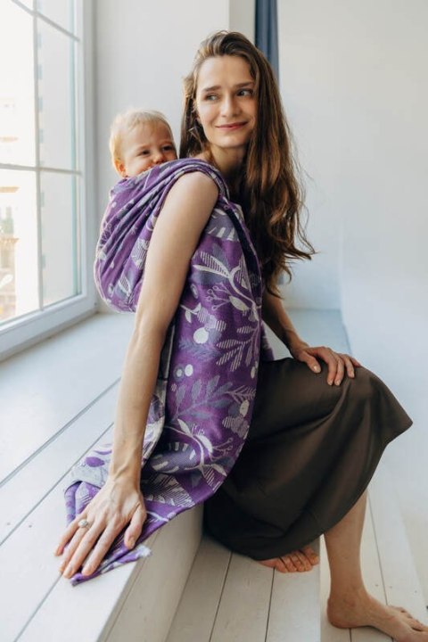 Żakardowa chusta do noszenia dzieci (39% wełna merino, 28% bawełna czesana, 23% len, 10% jedwab tussah) - EKSPERYMENT nr 35 - ro