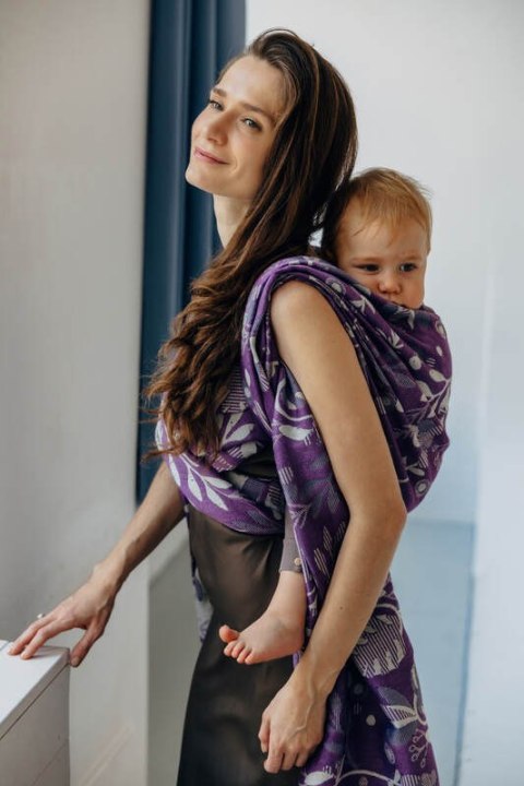 Żakardowa chusta do noszenia dzieci (39% wełna merino, 28% bawełna czesana, 23% len, 10% jedwab tussah) - EKSPERYMENT nr 35 - ro