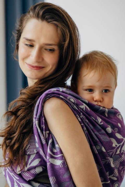 Żakardowa chusta do noszenia dzieci (39% wełna merino, 28% bawełna czesana, 23% len, 10% jedwab tussah) - EKSPERYMENT nr 35 - ro