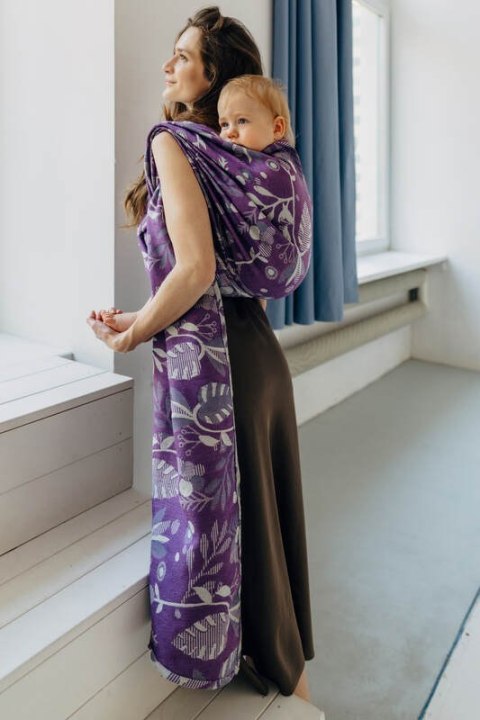 Żakardowa chusta do noszenia dzieci (39% wełna merino, 28% bawełna czesana, 23% len, 10% jedwab tussah) - EKSPERYMENT nr 35 - ro