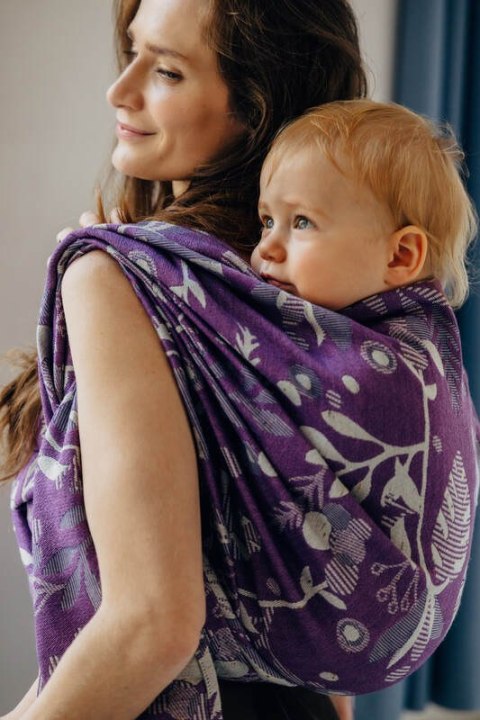 Żakardowa chusta do noszenia dzieci (39% wełna merino, 28% bawełna czesana, 23% len, 10% jedwab tussah) - EKSPERYMENT nr 35 - ro