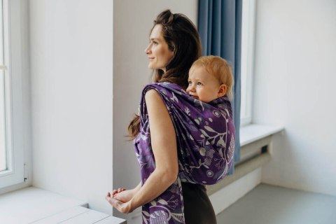 Żakardowa chusta do noszenia dzieci (39% wełna merino, 28% bawełna czesana, 23% len, 10% jedwab tussah) - EKSPERYMENT nr 35 - ro