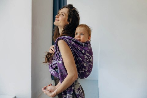 Żakardowa chusta do noszenia dzieci (39% wełna merino, 28% bawełna czesana, 23% len, 10% jedwab tussah) - EKSPERYMENT nr 35 - ro