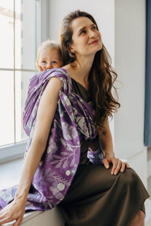 Żakardowa chusta do noszenia dzieci (39% wełna merino, 28% bawełna czesana, 23% len, 10% jedwab tussah) - EKSPERYMENT nr 35 - ro