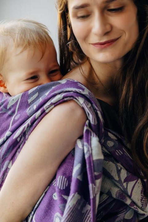 Żakardowa chusta do noszenia dzieci (39% wełna merino, 28% bawełna czesana, 23% len, 10% jedwab tussah) - EKSPERYMENT nr 35 - ro