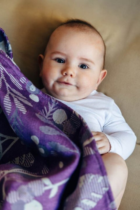 Żakardowa chusta do noszenia dzieci (39% wełna merino, 28% bawełna czesana, 23% len, 10% jedwab tussah) - EKSPERYMENT nr 35 - ro