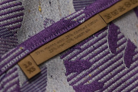 Żakardowa chusta do noszenia dzieci (39% wełna merino, 28% bawełna czesana, 23% len, 10% jedwab tussah) - EKSPERYMENT nr 35 - ro