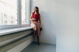 Żakardowa chusta do noszenia dzieci (45% wełna merino, 32% bawełna czesana, 23% jedwab morwowy) - EKSPERYMENT nr 38 - rozmiar M