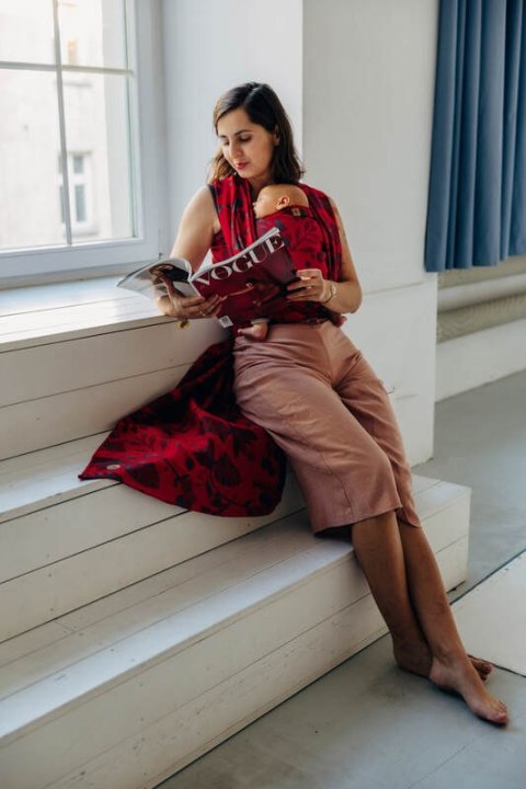 Żakardowa chusta do noszenia dzieci (45% wełna merino, 32% bawełna czesana, 23% jedwab morwowy) - EKSPERYMENT nr 38 - rozmiar M