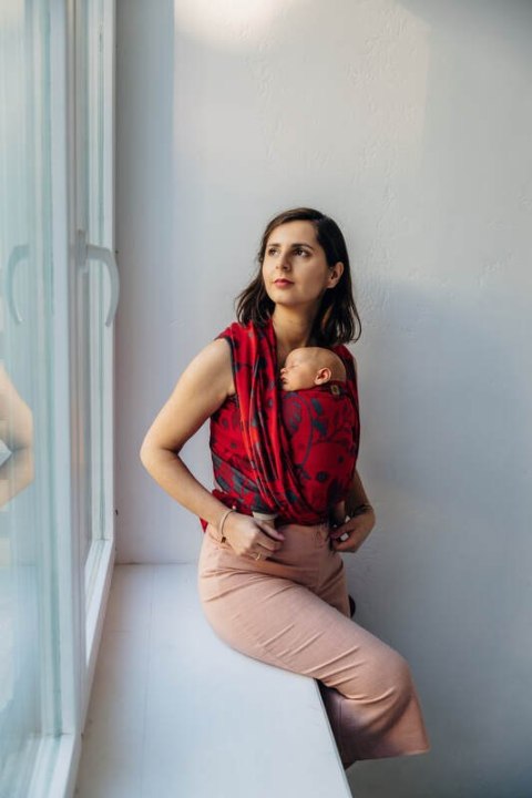 Żakardowa chusta do noszenia dzieci (45% wełna merino, 32% bawełna czesana, 23% jedwab morwowy) - EKSPERYMENT nr 38 - rozmiar M