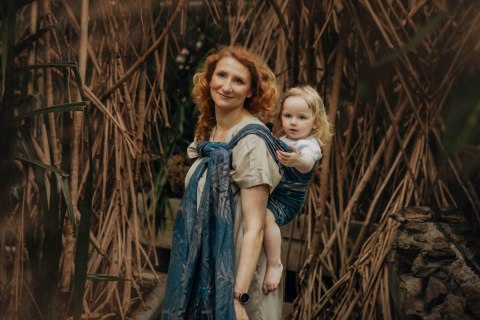 Żakardowa chusta do noszenia dzieci, 54% bawełna, 46% TENCEL™ Lyocell - RAINFOREST - NOCTURNAL - rozmiar L
