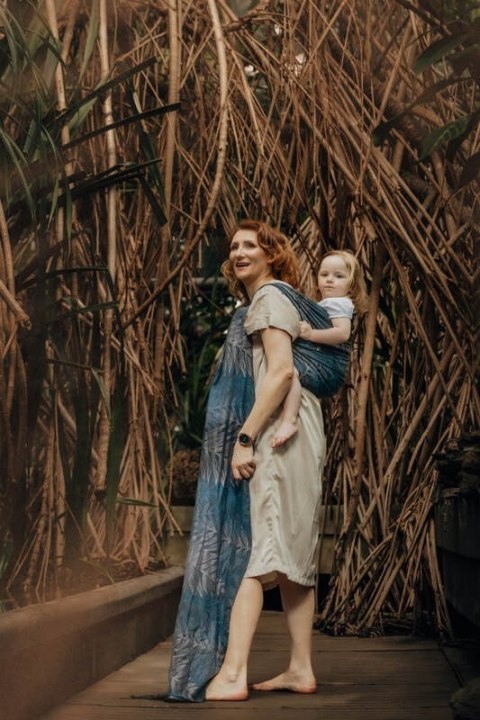 Żakardowa chusta do noszenia dzieci, 54% bawełna, 46% TENCEL™ Lyocell - RAINFOREST - NOCTURNAL - rozmiar XL