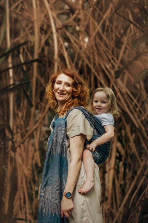 Żakardowa chusta do noszenia dzieci, 54% bawełna, 46% TENCEL™ Lyocell - RAINFOREST - NOCTURNAL - rozmiar XL