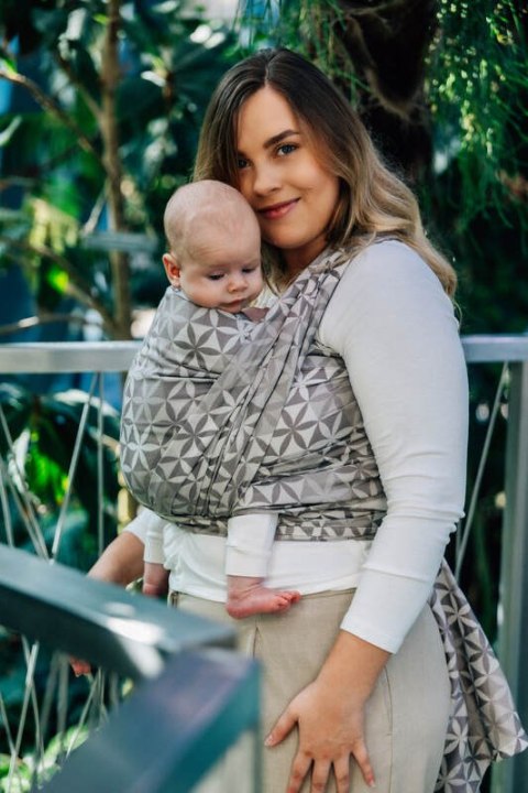 Żakardowa chusta do noszenia dzieci, 55% bawełna, 45% TENCEL™ Lyocell - HEXAFLOWERS - MIRROR - rozmiar L