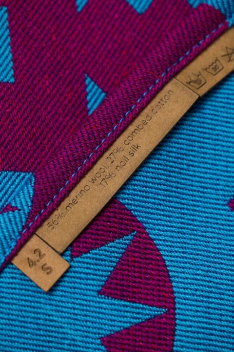 Żakardowa chusta do noszenia dzieci (56% wełna merino, 27% bawełna czesana, 17% jedwab noil) - EKSPERYMENT nr 36 - rozmiar S