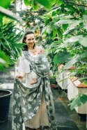 Żakardowa chusta do noszenia dzieci (68% bawełna, 16% len, 16% modal) - BIRDY - WHITE NOISE - rozmiar M