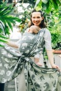 Żakardowa chusta do noszenia dzieci (68% bawełna, 16% len, 16% modal) - BIRDY - WHITE NOISE - rozmiar M