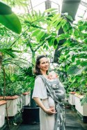 Żakardowa chusta do noszenia dzieci (68% bawełna, 16% len, 16% modal) - BIRDY - WHITE NOISE - rozmiar M