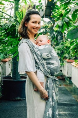 Żakardowa chusta do noszenia dzieci (68% bawełna, 16% len, 16% modal) - BIRDY - WHITE NOISE - rozmiar XS