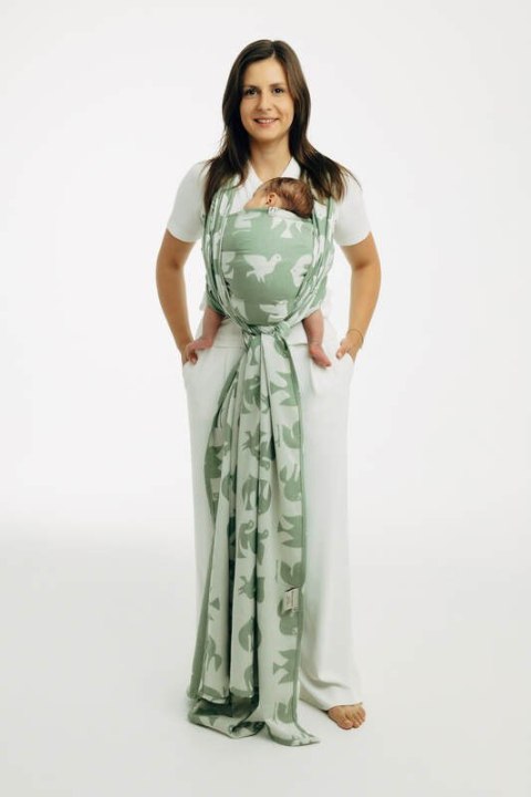 Żakardowa chusta do noszenia dzieci (80% bawełna, 20% lyocell) - BIRDY - FLY HIGH - rozmiar L