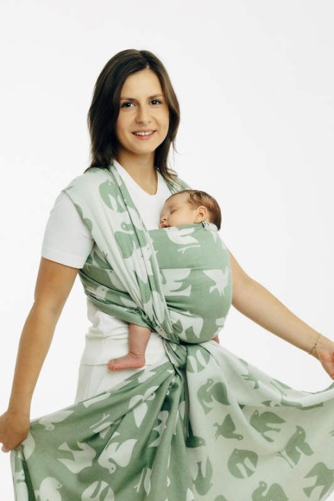 Żakardowa chusta do noszenia dzieci (80% bawełna, 20% lyocell) - BIRDY - FLY HIGH - rozmiar L