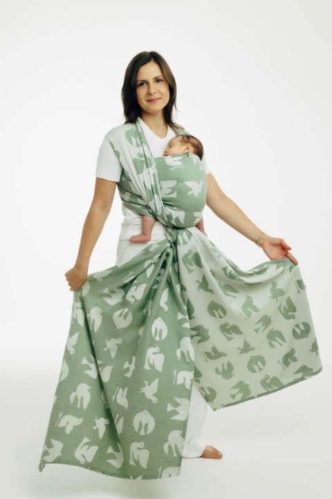 Żakardowa chusta do noszenia dzieci (80% bawełna, 20% lyocell) - BIRDY - FLY HIGH - rozmiar L