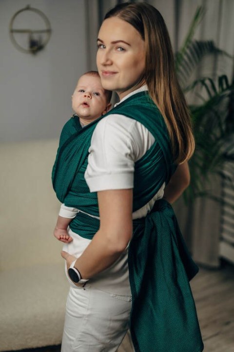 Chusta do noszenia dzieci - SZMARAGD, splot jodełkowy (100% bawełna) - rozmiar M