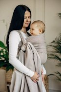 Chusta do noszenia dzieci, tkana splotem jodełkowym, bawełna - MAŁA JODEŁKA ALMOND - rozmiar L