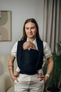 Chusta do noszenia dzieci, tkana splotem jodełkowym, bawełna - MAŁA JODEŁKA CZARNY HEBAN - rozmiar L