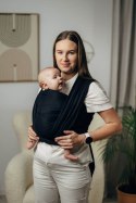 Chusta do noszenia dzieci, tkana splotem jodełkowym, bawełna - MAŁA JODEŁKA CZARNY HEBAN - rozmiar L