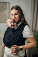 Chusta do noszenia dzieci, tkana splotem jodełkowym, bawełna - MAŁA JODEŁKA CZARNY HEBAN - rozmiar M (drugi gatunek)