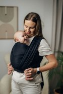 Chusta do noszenia dzieci, tkana splotem jodełkowym, bawełna - MAŁA JODEŁKA CZARNY HEBAN - rozmiar M (drugi gatunek)