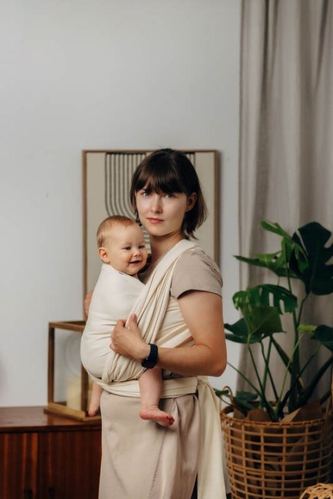 Chusta do noszenia dzieci, tkana splotem jodełkowym, bawełna - MAŁA JODEŁKA LUCE - rozmiar L