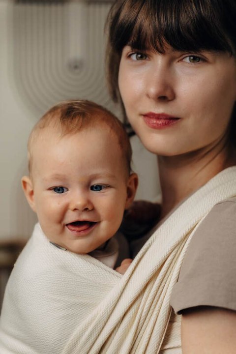 Chusta do noszenia dzieci, tkana splotem jodełkowym, bawełna - MAŁA JODEŁKA LUCE - rozmiar L