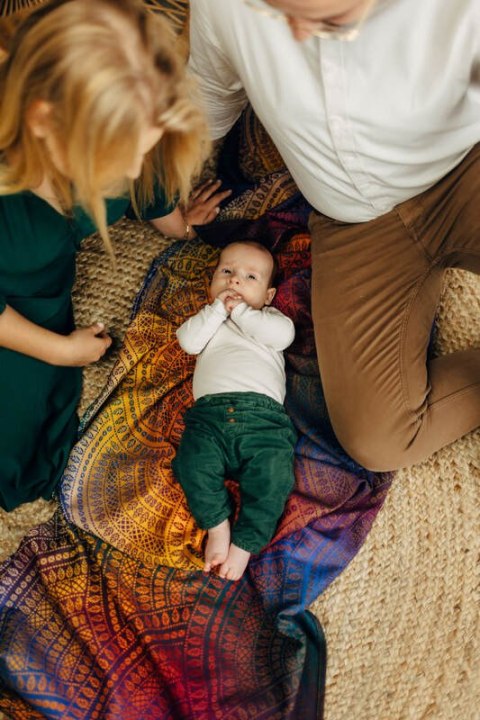 Chusta tkana, splot żakardowy, (100% bawełna) - PAWI OGON - BOLERO - rozmiar L