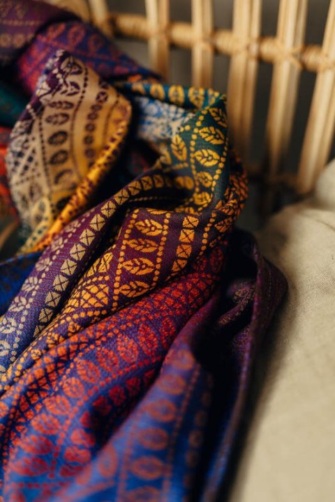 Chusta tkana, splot żakardowy, (100% bawełna) - PAWI OGON - BOLERO - rozmiar L