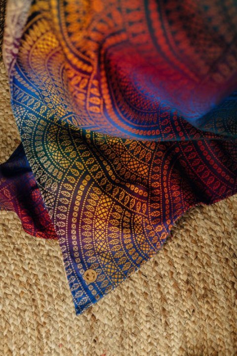 Chusta tkana, splot żakardowy, (100% bawełna) - PAWI OGON - BOLERO - rozmiar L