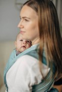 Moja pierwsza chusta do noszenia dzieci, tkana splotem jodełkowym, bawełna - MAŁA JODEŁKA BABY MINT - rozmiar M (drugi gatunek)