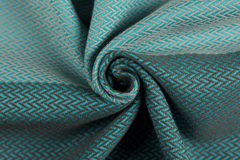 Moja pierwsza chusta do noszenia dzieci, tkana splotem jodełkowym, bawełna - MAŁA JODEŁKA BABY MINT - rozmiar M