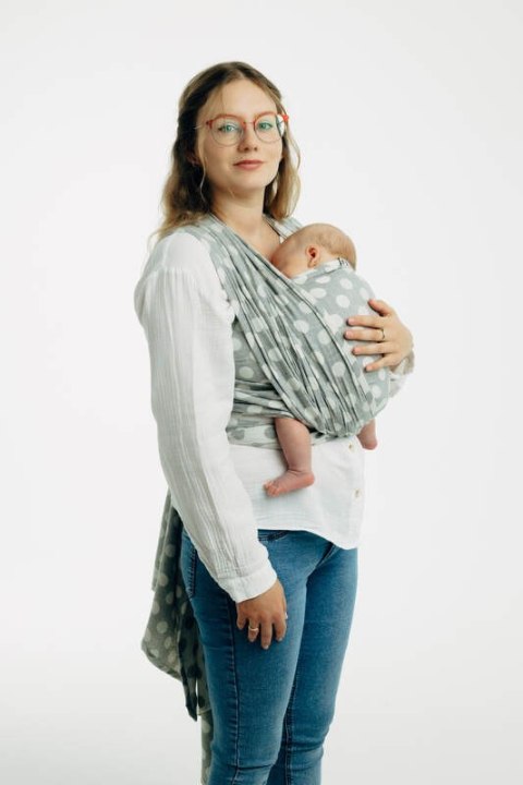 Żakardowa chusta do noszenia dzieci, 100% bawełna - POLKA DOTS - PLOP - rozmiar L