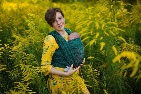 Żakardowa chusta do noszenia dzieci, 51% Bawełna 49% Jedwab - DZIKIE WINO - IVY - rozmiar M