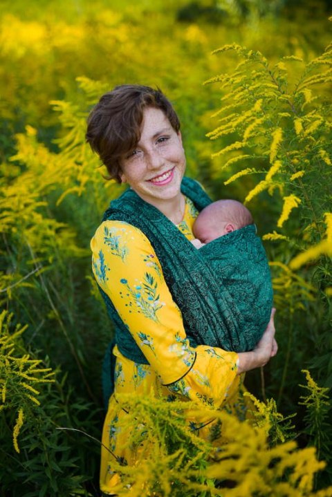 Żakardowa chusta do noszenia dzieci, 51% Bawełna 49% Jedwab - DZIKIE WINO - IVY - rozmiar M