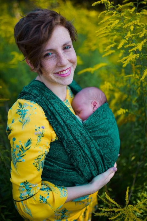 Żakardowa chusta do noszenia dzieci, 51% Bawełna 49% Jedwab - DZIKIE WINO - IVY - rozmiar M