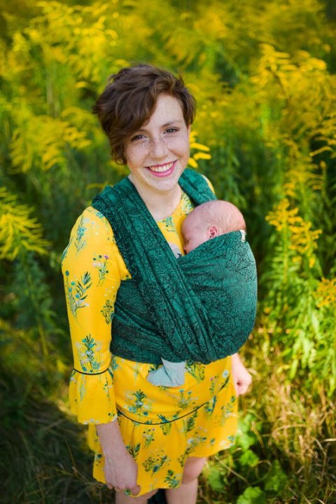 Żakardowa chusta do noszenia dzieci, 51% Bawełna 49% Jedwab - DZIKIE WINO - IVY - rozmiar M