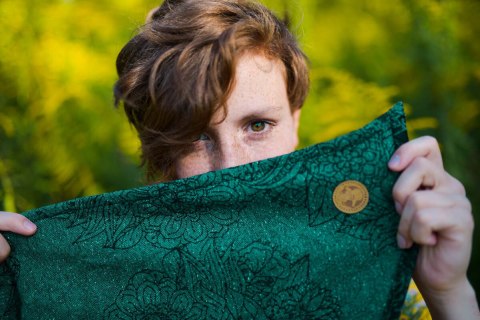 Żakardowa chusta do noszenia dzieci, 51% Bawełna 49% Jedwab - DZIKIE WINO - IVY - rozmiar M