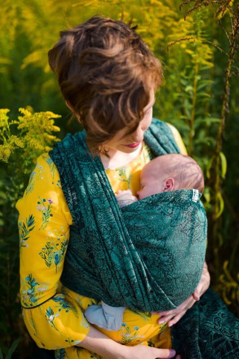 Żakardowa chusta do noszenia dzieci, 51% Bawełna 49% Jedwab - DZIKIE WINO - IVY - rozmiar M