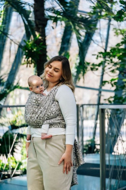 Żakardowa chusta do noszenia dzieci, 55% bawełna, 45% TENCEL™ Lyocell - HEXAFLOWERS - MIRROR - rozmiar XS