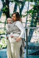 Żakardowa chusta do noszenia dzieci, 55% bawełna, 45% TENCEL™ Lyocell - HEXAFLOWERS - MIRROR - rozmiar XS
