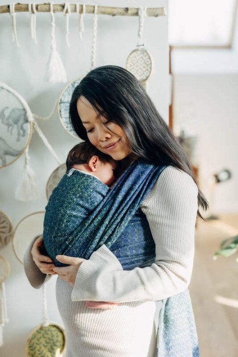 Żakardowa chusta do noszenia dzieci, 62% Bawełna 38% Jedwab Tussah - LITTLE LOVE - NEO- rozmiar S