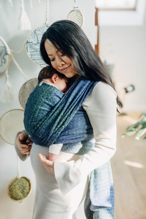 Żakardowa chusta do noszenia dzieci, 62% Bawełna 38% Jedwab Tussah - LITTLE LOVE - NEO- rozmiar S